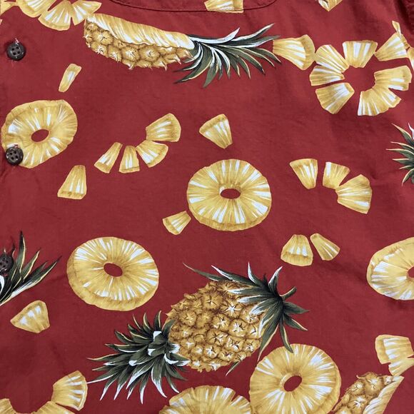 Reyn Spooner Hawaiian Shirt Mens Extra Large Pineapple Resort Wear Aloha Red - Picture 2 of 8
